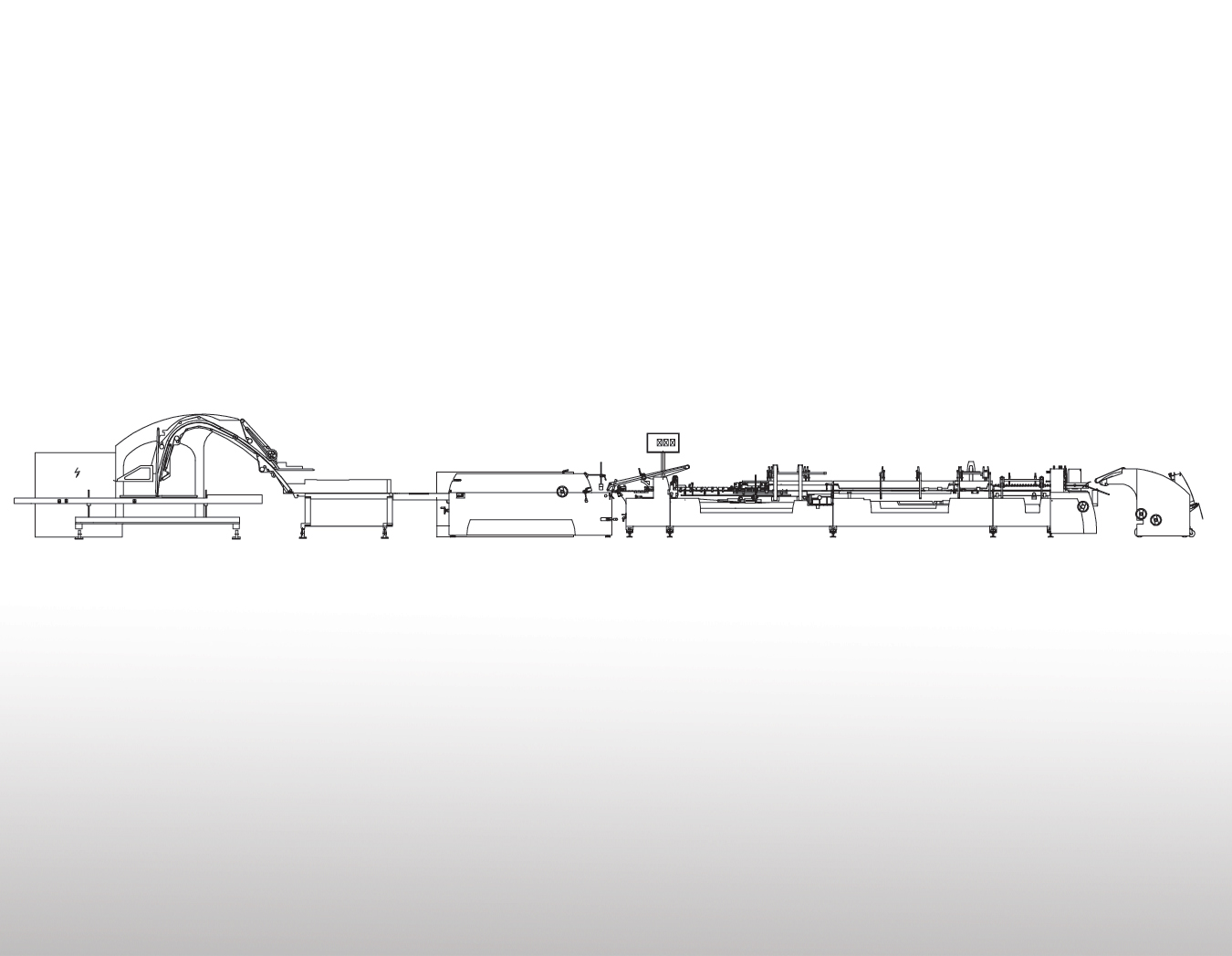 自动糊盒生产线
技术描述：糊盒机自动上料技术
实现从上料、翻转、糊盒到装箱、码垛一气呵成的高自动化生产线，更少的人工参与，每小时可自动打包超过200,000个纸盒 ,提速50%；