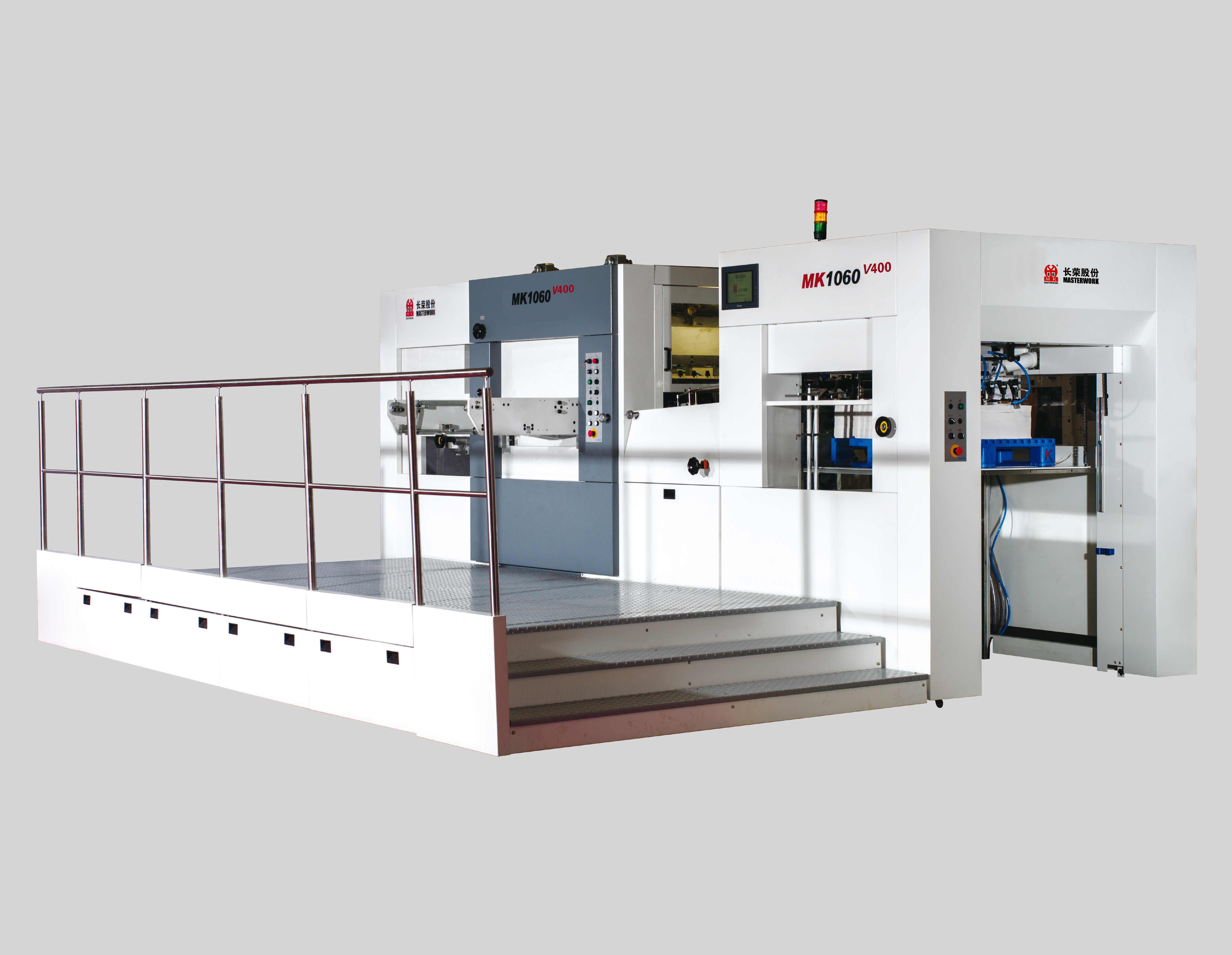 MK1060V400深压纹模切机
技术描述：深压纹技术
最大400吨压力，特殊加长合压时间，以适应各种复杂满版的压纹要求。适用解决高档礼盒-细花纹的深压纹技术难题。